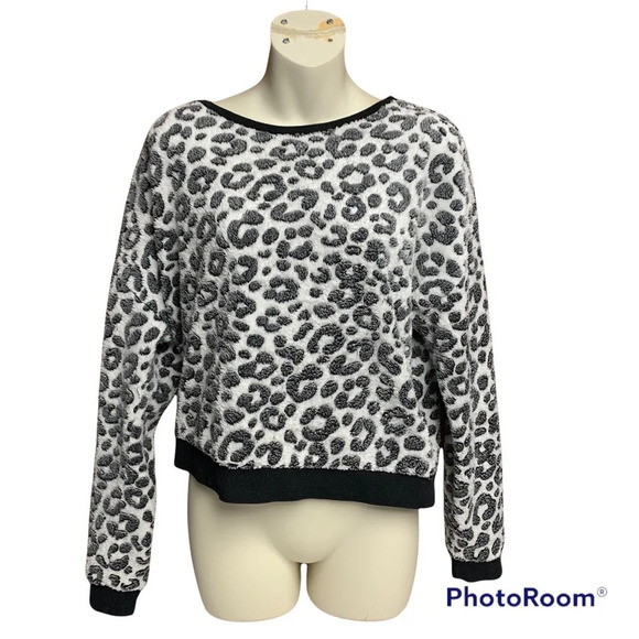 Juicy Couture fuzzy sweater size L black/gray/white - Picture 1 of 8